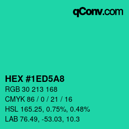 カラーコード: HEX #1ED5A8 | qconv.com