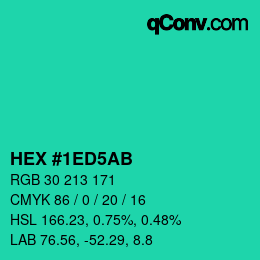 Color code: HEX #1ED5AB | qconv.com