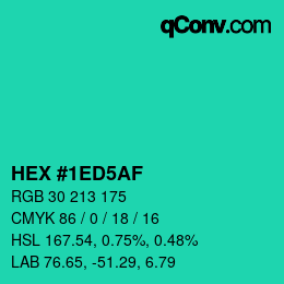 Color code: HEX #1ED5AF | qconv.com