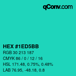 カラーコード: HEX #1ED5BB | qconv.com