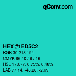 Farbcode: HEX #1ED5C2 | qconv.com