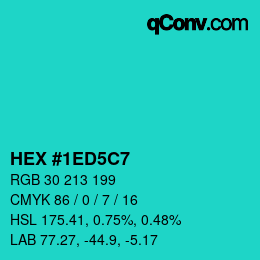 Color code: HEX #1ED5C7 | qconv.com
