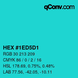Color code: HEX #1ED5D1 | qconv.com
