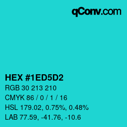 カラーコード: HEX #1ED5D2 | qconv.com