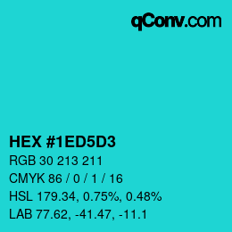 Color code: HEX #1ED5D3 | qconv.com
