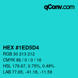 Color code: HEX #1ED5D4 | qconv.com