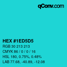 カラーコード: HEX #1ED5D5 | qconv.com