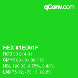 Color code: HEX #1ED61F | qconv.com