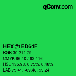 Color code: HEX #1ED64F | qconv.com
