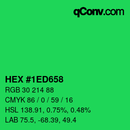 カラーコード: HEX #1ED658 | qconv.com