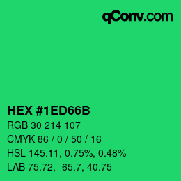 Color code: HEX #1ED66B | qconv.com