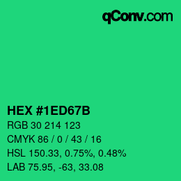 カラーコード: HEX #1ED67B | qconv.com