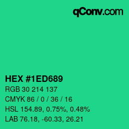 Color code: HEX #1ED689 | qconv.com