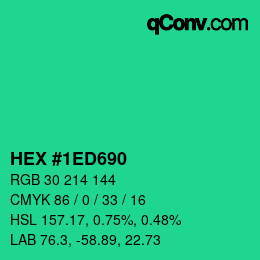 Color code: HEX #1ED690 | qconv.com