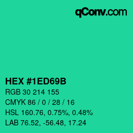 Color code: HEX #1ED69B | qconv.com