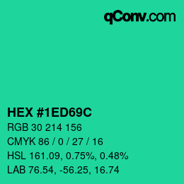 カラーコード: HEX #1ED69C | qconv.com