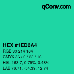 カラーコード: HEX #1ED6A4 | qconv.com