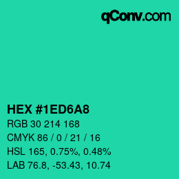 Color code: HEX #1ED6A8 | qconv.com