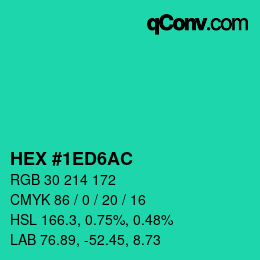 カラーコード: HEX #1ED6AC | qconv.com
