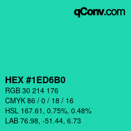 Color code: HEX #1ED6B0 | qconv.com