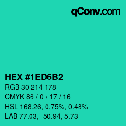 Color code: HEX #1ED6B2 | qconv.com