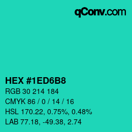 カラーコード: HEX #1ED6B8 | qconv.com