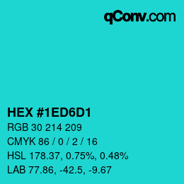 Color code: HEX #1ED6D1 | qconv.com