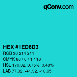 Color code: HEX #1ED6D3 | qconv.com