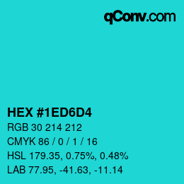 Color code: HEX #1ED6D4 | qconv.com