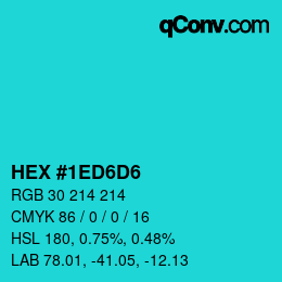 Color code: HEX #1ED6D6 | qconv.com
