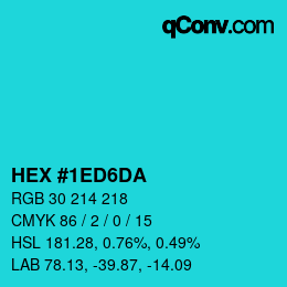 Color code: HEX #1ED6DA | qconv.com