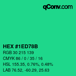 Color code: HEX #1ED78B | qconv.com