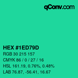 颜色代码: HEX #1ED79D | qconv.com