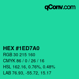 Color code: HEX #1ED7A0 | qconv.com