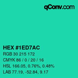 カラーコード: HEX #1ED7AC | qconv.com