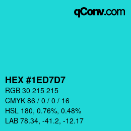 Color code: HEX #1ED7D7 | qconv.com