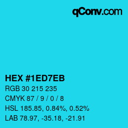カラーコード: HEX #1ED7EB | qconv.com