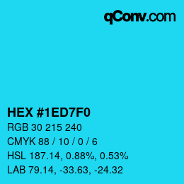 Color code: HEX #1ED7F0 | qconv.com