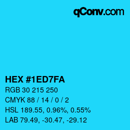Color code: HEX #1ED7FA | qconv.com