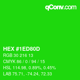 颜色代码: HEX #1ED80D | qconv.com