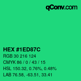 Color code: HEX #1ED87C | qconv.com