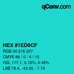 カラーコード: HEX #1ED8CF | qconv.com