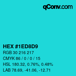 カラーコード: HEX #1ED8D9 | qconv.com