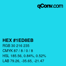 Color code: HEX #1ED8EB | qconv.com