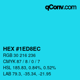 カラーコード: HEX #1ED8EC | qconv.com