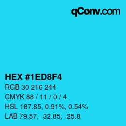 カラーコード: HEX #1ED8F4 | qconv.com