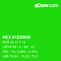 颜色代码: HEX #1ED90D | qconv.com