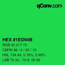 颜色代码: HEX #1ED94B | qconv.com