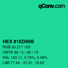 Color code: HEX #1ED99B | qconv.com