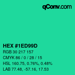 颜色代码: HEX #1ED99D | qconv.com